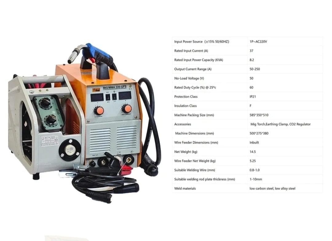 Sai MIG/MMA 220-GFS welding machine with specification sheet
